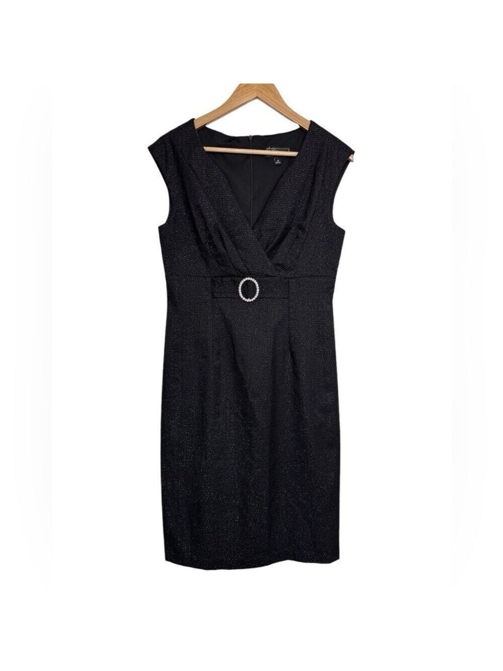 Dress Barn Black Silver Sparkle Midi Dress Size 10